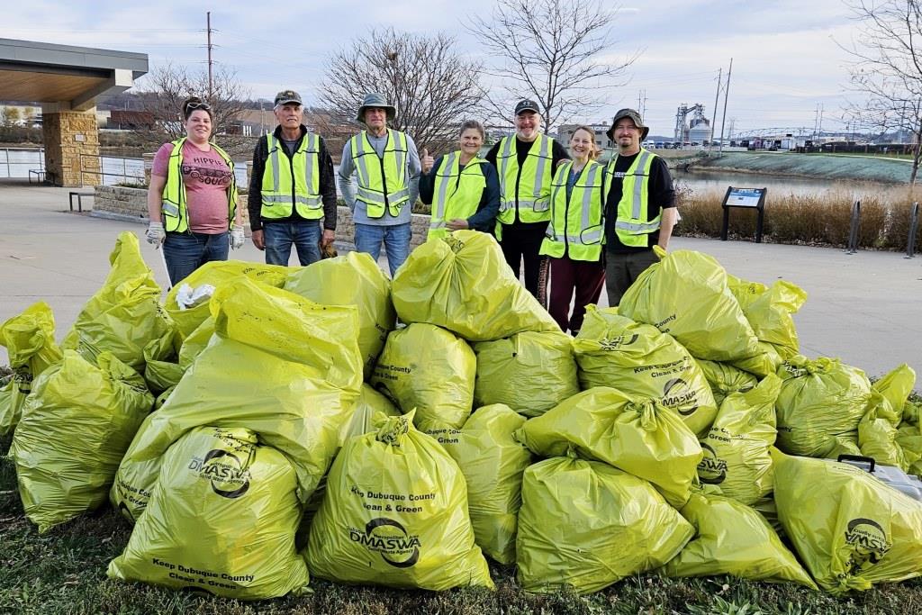 Filled garbage bags after 16th Street retention basin cleanup