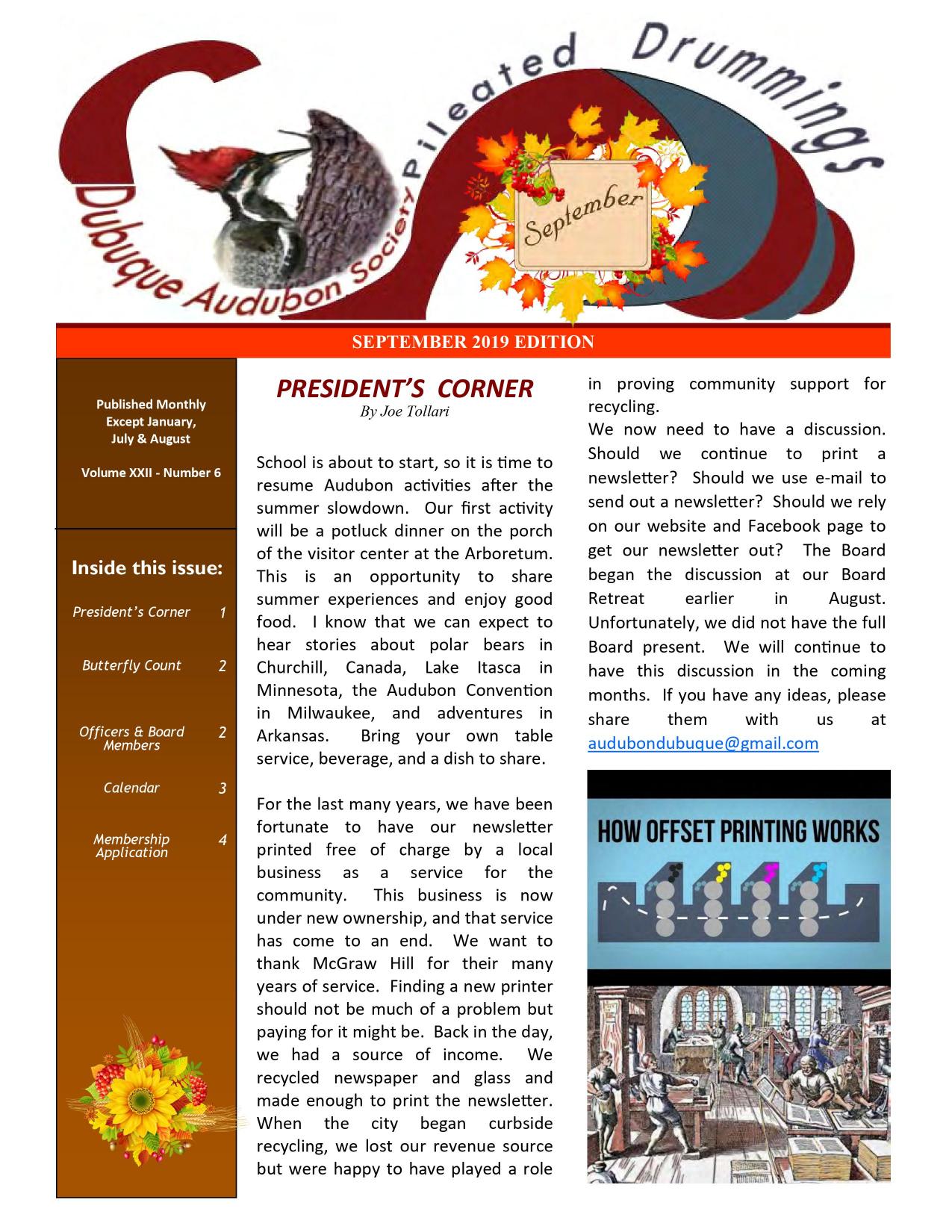 Newsletters Dubuque Audubon Society