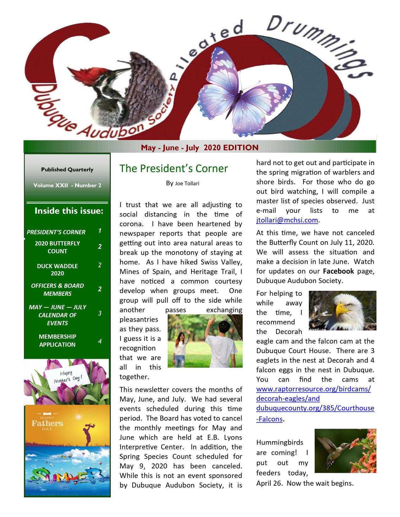 Newsletters Dubuque Audubon Society