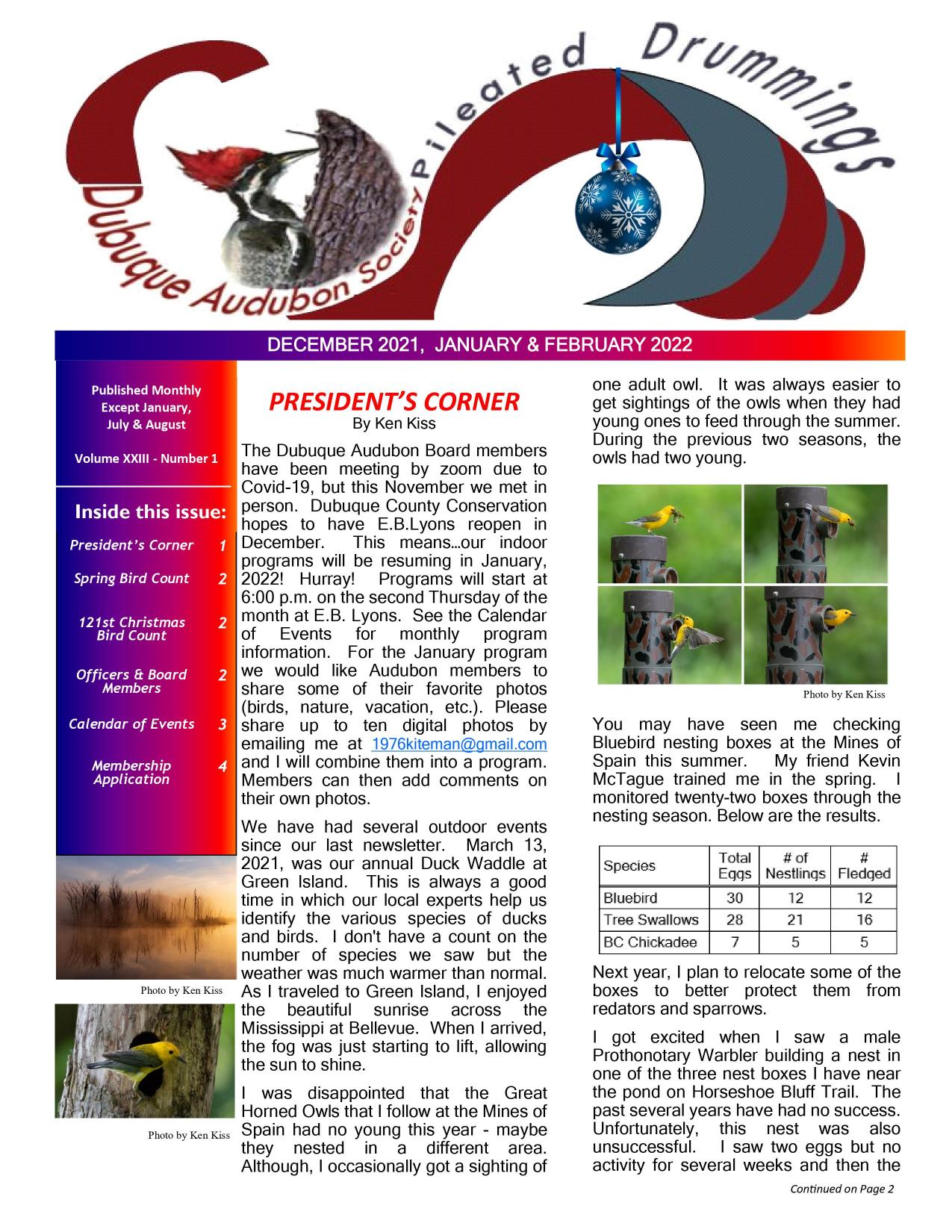 Newsletters Dubuque Audubon Society