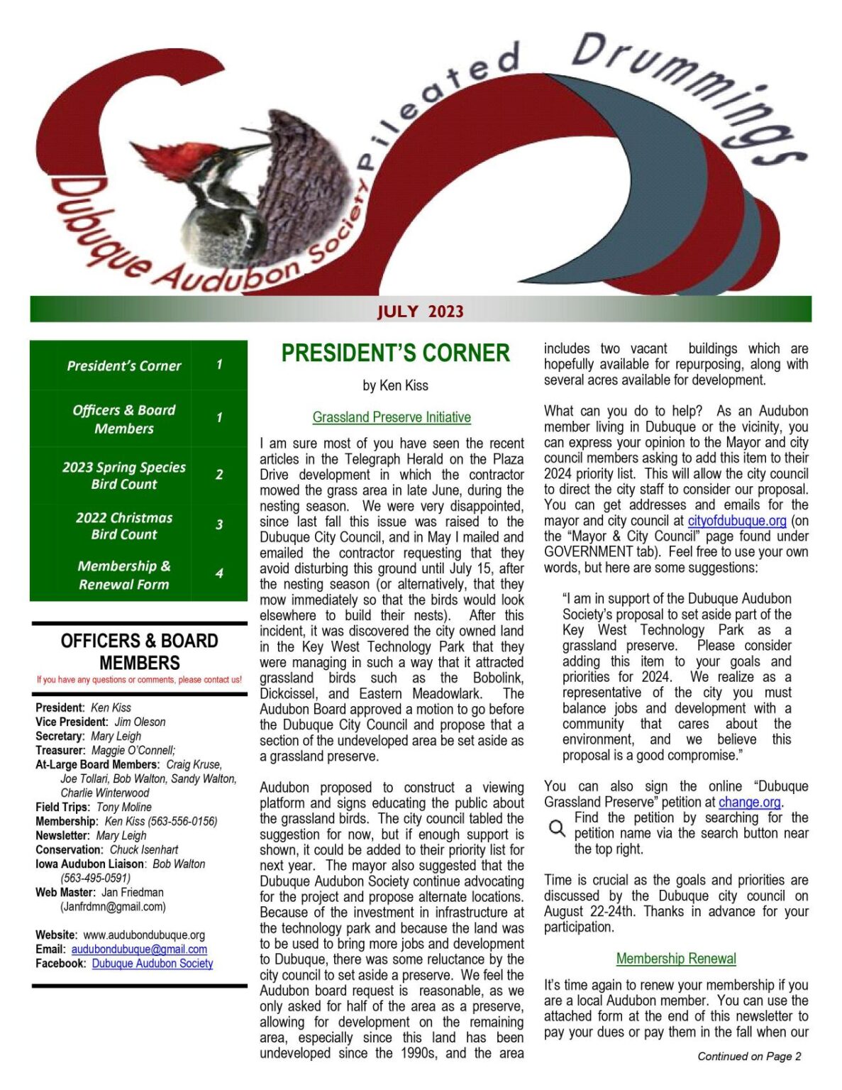 Newsletters Dubuque Audubon Society
