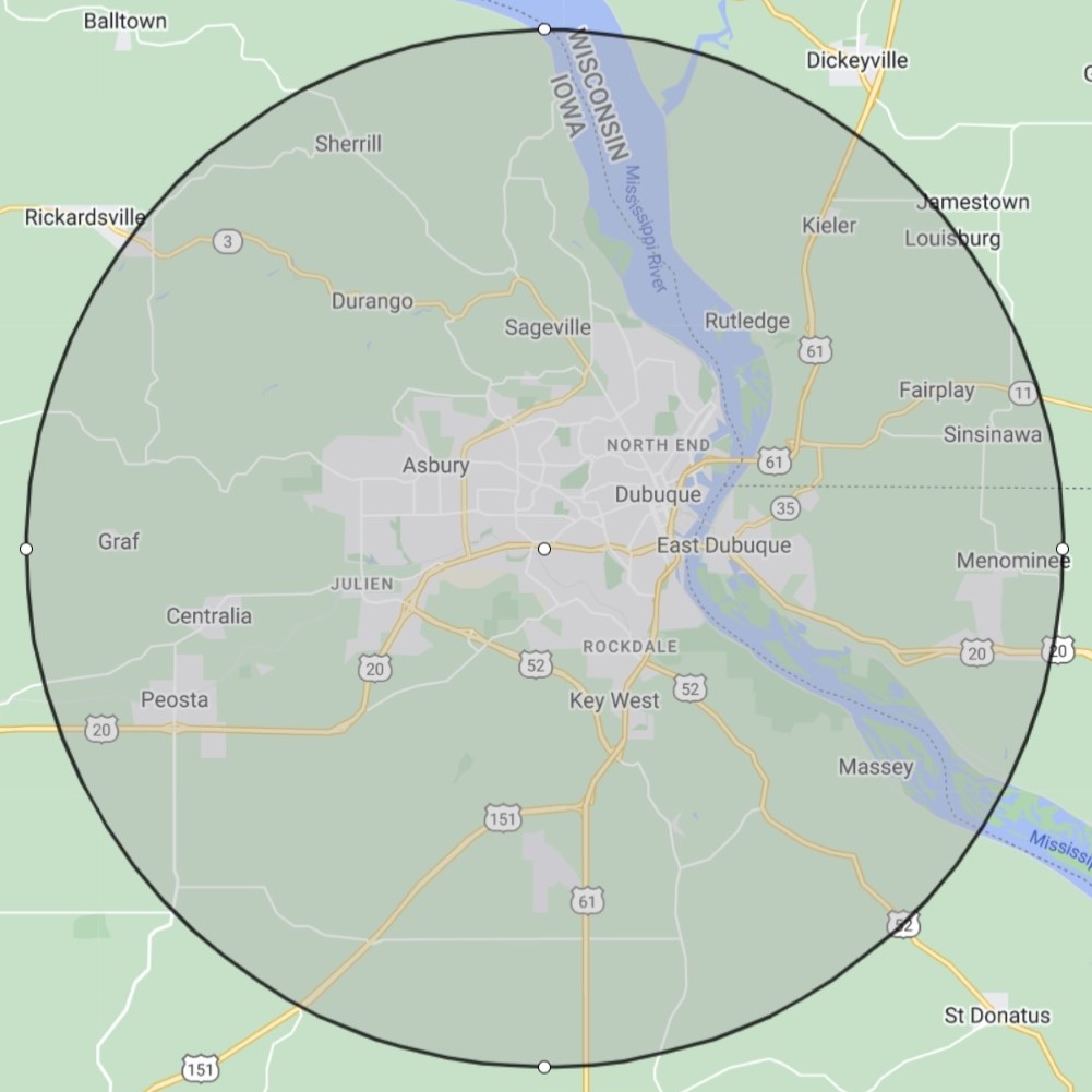 Christmas Bird Count Map - 10 mile radius